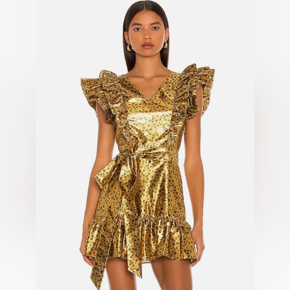 LoveShackFancy Zoya Metallic Mini Dress